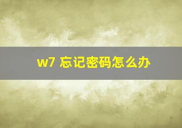 w7 忘记密码怎么办